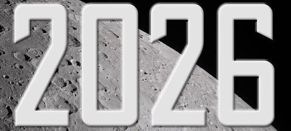 Året 2025 i siffror som svävar i rymden mot en bakgrund med månen